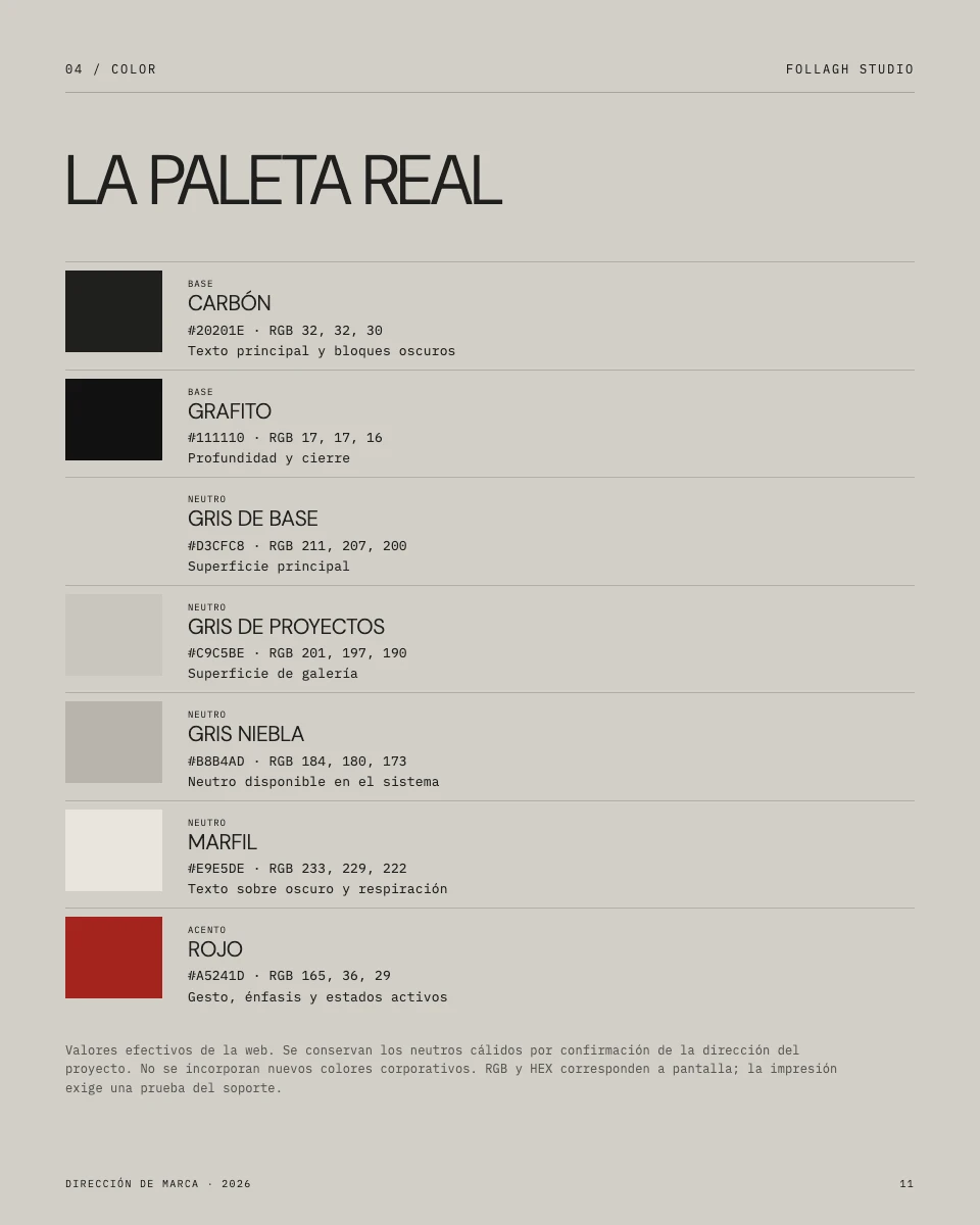 Manual de Follagh: paleta cromática